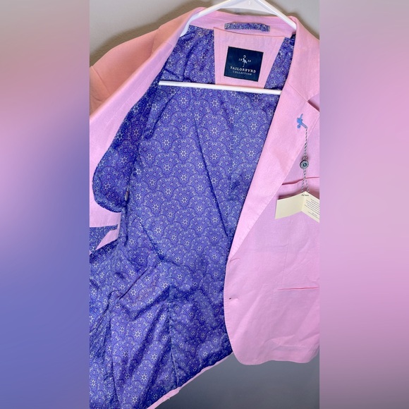 Tailorbyrd‎ Collection NEW Men's Pink/Lilac Linen Blend Modern Sport Blazer 40R - Picture 6 of 6